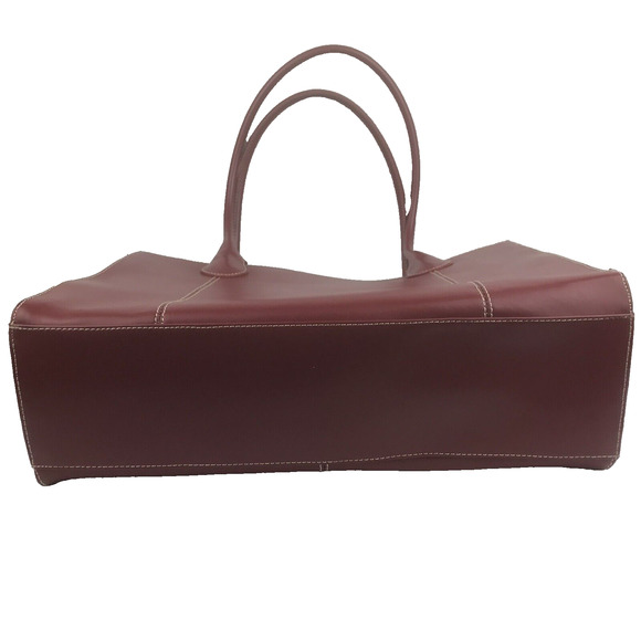 Wilsons Leather Red Structured Tote Attache Bag Handbag Fits Laptop 12" x 15.75” - Picture 12 of 16